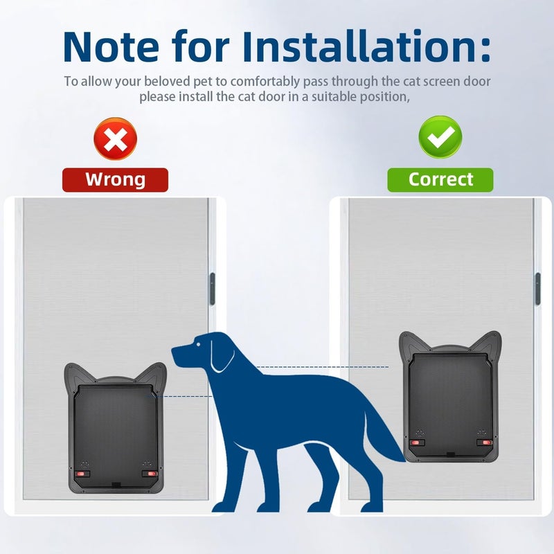 AuraSphere Pet Screen Door for Medium Dogs & Cats - Heavy Duty Magnetic Lockable Flap, Inside Door 10.12x8.15inch, Easy Install for Sliding Glass/Patio Doors Screen, Scratch-Resistant & Security Latch (Size L) - Image 4